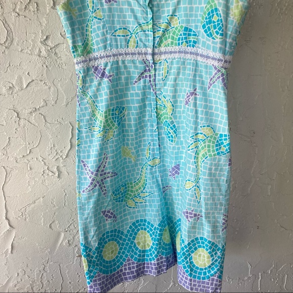 Lilly Pulitzer Dress Mosaic Fish Ocean 6 White Label - Picture 6 of 13